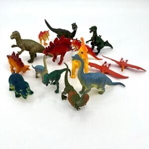 Mixed Lot of 15 Vintage 1990's Toy Animals Dinosaurs PVC Dense Rubber & Plastic